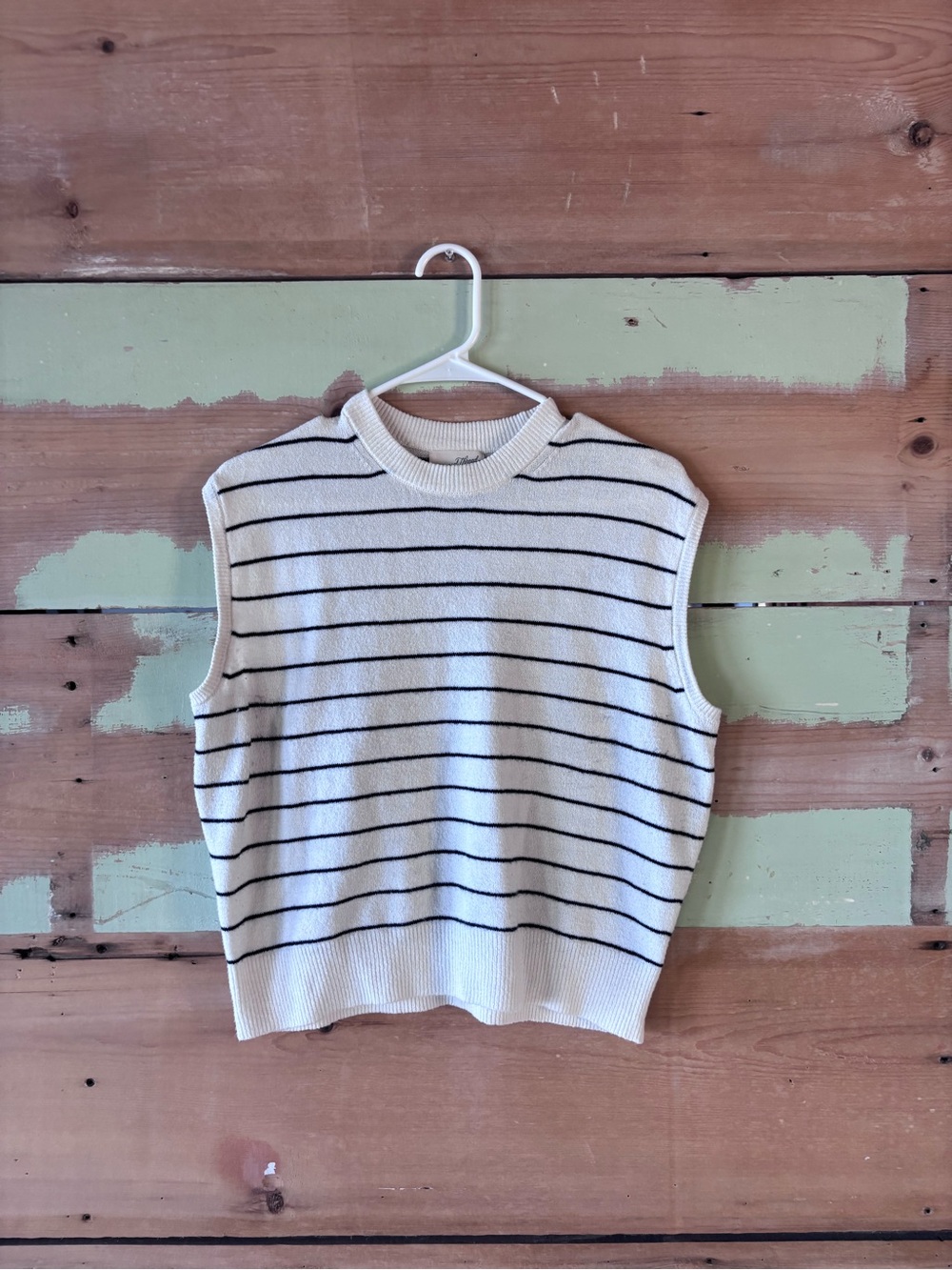 Universal Thread Cream Sweater with Black Stripe Accents